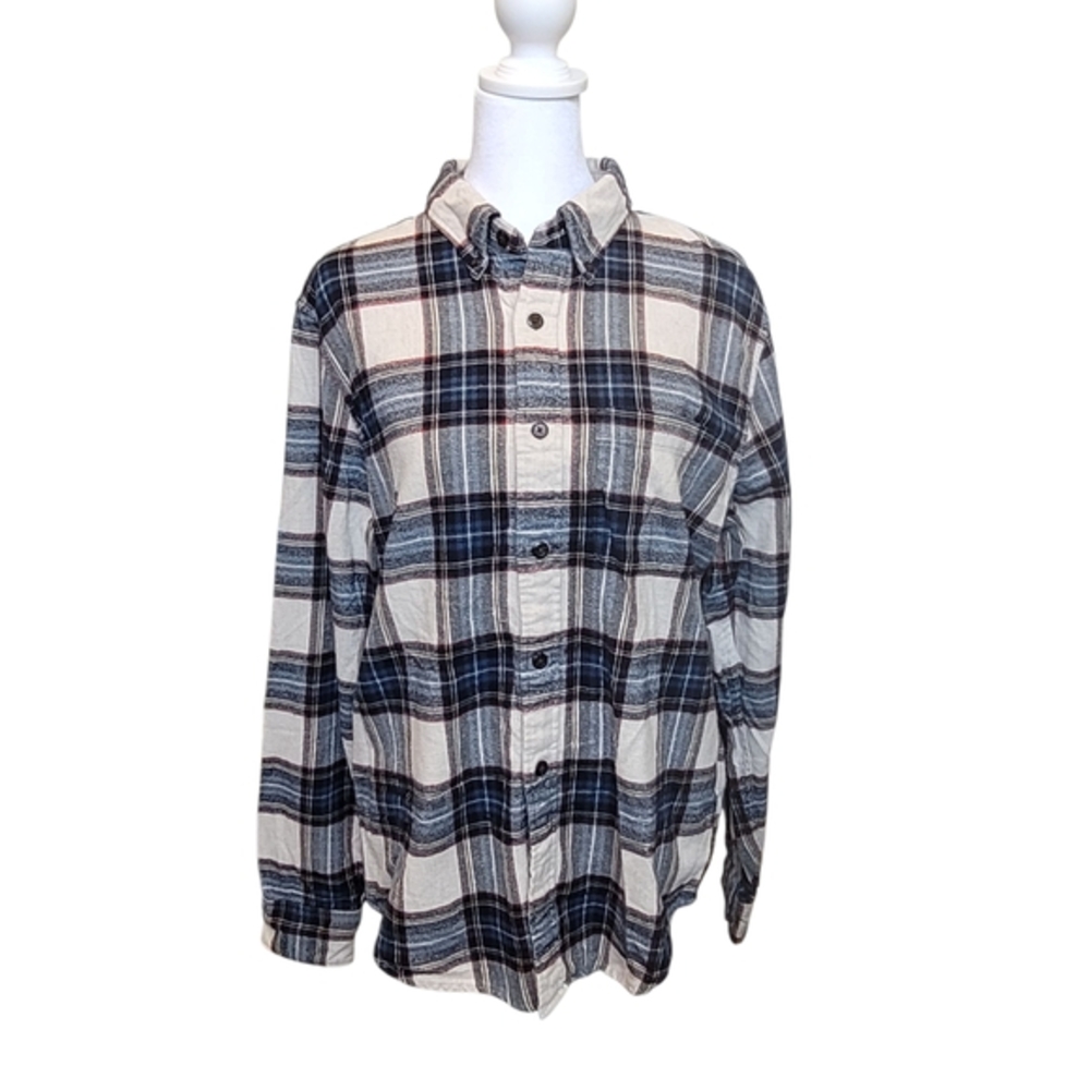 Abercrombie & Fitch Mens MEDIUM Blue‎ Red and Cream Checkered Shirt